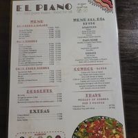 Menu food at El Piano in Granada