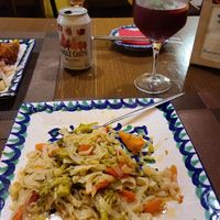 Tallarines and a glass of Tinto de Verano at El Piano in Granada