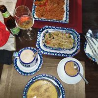 Leek soup, chili, asian noodle salad at El Piano in Granada