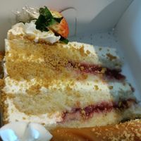 Lemon and strawberry cake at Gia Vegan Pastries in San Pedro