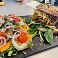 Tofu breakfast sandwich - the salad was soooo good and fresh  at Gia Vegan Pastries in San Pedro