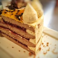 strawberry passionfruit cake at Gia Vegan Pastries in San Pedro