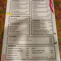 Menu at Paprica Vegan in Curitiba