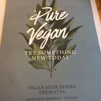 The separate vegan menu - it matches the classy feel of the restaurant at The Whittington Arms in Lichfield