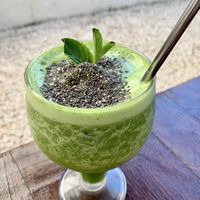 Chaya green smoothie  at Chaya & Cacao in Isla Mujeres