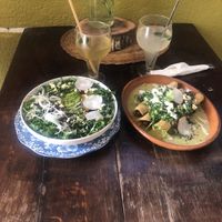 Chilaquiles and Flautas.   at Chaya & Cacao in Isla Mujeres