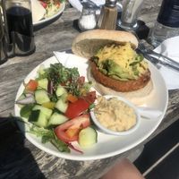 Vegan Burger at Finleys Cafe in Wareham