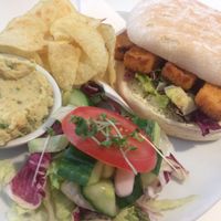 Vegan Fishless Finger Bap at Finleys Cafe in Wareham