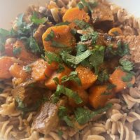 Seitan with pasta  at VG in Corsica