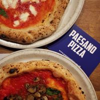 pizza 2 (top left) and vegan mushroom special at Paesano Pizza in Glasgow