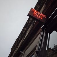 outdoor sign at Paesano Pizza in Glasgow