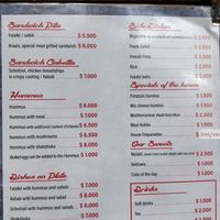 Menu at Just Delicious in Pucon