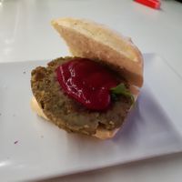 lentil burger at Mr. Beer's in Roquetas De Mar