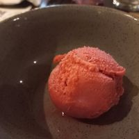 Raspberry sorbet at The Harrow Inn in Warlingham
