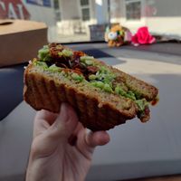 Avo "bacon" Panini (coconut bacon) was delicious 🤤 at The Green Spork in Richmond Hill