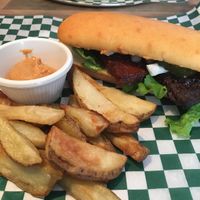 Rib-less sandwich and fries!  at The Gentle Crumb + Eco Refillery in Barrie