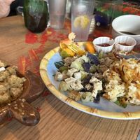 Tempeh ( homemade) and tofu scramble and hash browns!   at Pele's Kitchen in Pahoa