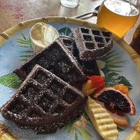 Chocolate Ulu Waffles  at Pele's Kitchen in Pahoa