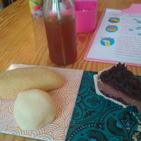 Risole, pão de quê, torta e chá mate. at Libre Café in Natal