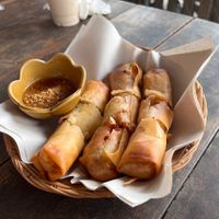 Spring rolls  at Lin's Thai Vegetarian Kitchen in Koh Phangan