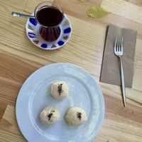Coconut dessert and çay 🥥  at Gabo Kitchen in Diyarbakir
