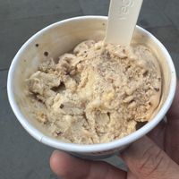 Half eaten biscoff & honeycomb and hazelnut & stracciatella  at Udderlicious in London