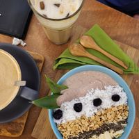 Latte, iced cappuccino and Cool blue at Taste El Nido in El Nido