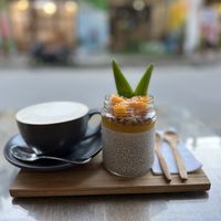 Latte and mango chia pudding   at Taste El Nido in El Nido