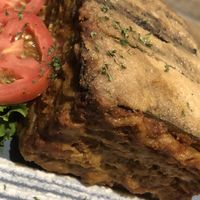 Eggplant Lasagna with Lettuce and Tomato salad. at Taste El Nido in El Nido