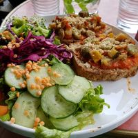 Toasts at Biofoodies Cafe in Toulouse