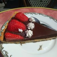 Vegetarian chocolate tart 2,00euros the piece at Biofoodies Cafe in Toulouse