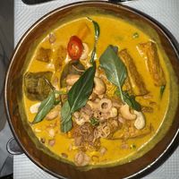 Custom yellow curry with tofu and taro and mango, etc.  at Le Colonial in Chicago