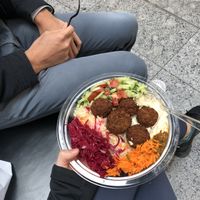 Salad bowl w falafel  at Garbanzos Food Truck in East London