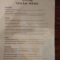 Vegan Menu, The Castle, Castleton, Derbyshire at The Castle in Castleton