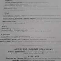 Menu April 2019 at The Castle in Castleton