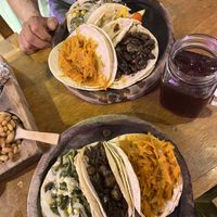 Tacos de champiñones, rajas y tinga de zanahoria   at El Itacate in Sayulita