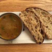 Soup and bread (vegan) at Nova Kitchen in Seoul