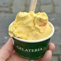 Passionfruit (and hidden raspberry) sorbet  at Decadenza Gelateria in Leuven