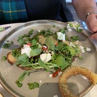 Smashed peas, feta and chilli on toast at Erpingham House in Norwich