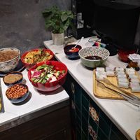 Cold buffet choices. Salads & springrolls. at Veggie Castle - Yen Ninh in Hanoi