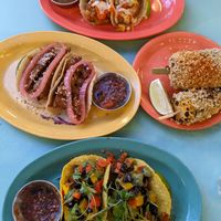 tacos and corn cobs at Jajaja Mexicana - Williamsburg in Brooklyn