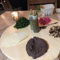 Kholrabi tacos with black beans, incredible mushrooms, kale, and pickled onion.  So good!! at Vicia in St Louis