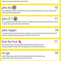 Noodle Menu at Banh Meee in Hartford