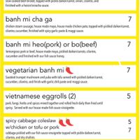 Banh Mi Menu at Banh Meee in Hartford