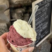 Large cup w/ 3 scoops. Limoncello and Frutti Di Bosco!  at Antica Gelateria in Sorrento