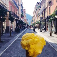 Vegan sorbet in a vegan cone! at Antica Gelateria in Sorrento