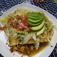 Vegan enchiladas with the soyrizo at Lazy Hippo at The Whiskey House in San Diego