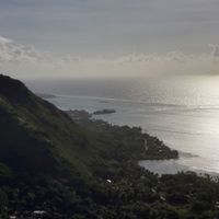 That little island closest to the shore is part of the hotel. This was taken from "Magic Mountain" during an ATV tour. at Intercontinental Moorea in Moorea