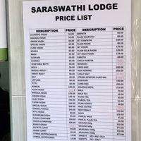 Menu as of 27 Jan 2018. at Saraswathie Lodge in Colombo