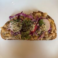 chickpea toast! at Fiddlehead Fern Cafe in St Louis